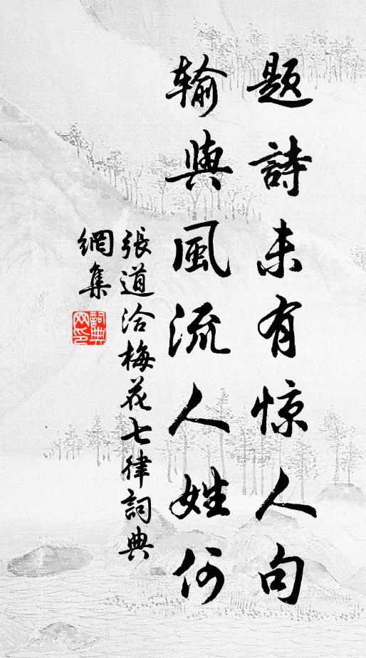 张道洽题诗未有惊人句,输与风流人姓何书法作品欣赏