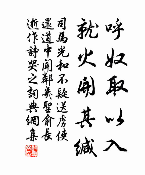 司馬光呼奴取以入，就火開其緘書法作品欣賞