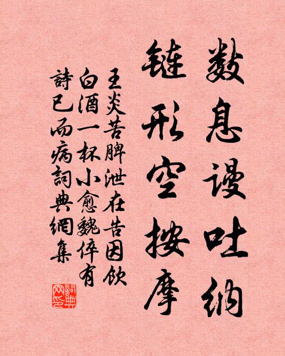 王炎數(shù)息謾吐納，鏈形空按摩書法作品欣賞