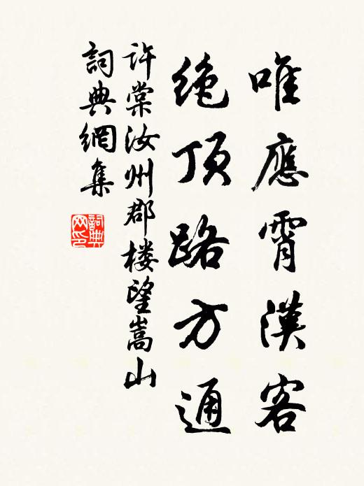 许棠唯应霄汉客,绝顶路方通书法作品欣赏