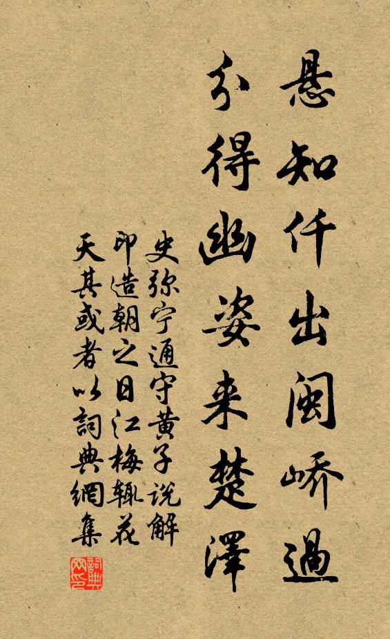 史彌寧懸知仟出閩嶠過，分得幽姿來楚澤書法作品欣賞
