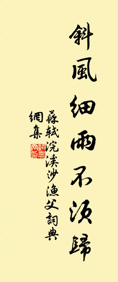 苏轼斜风细雨不须归。书法作品欣赏