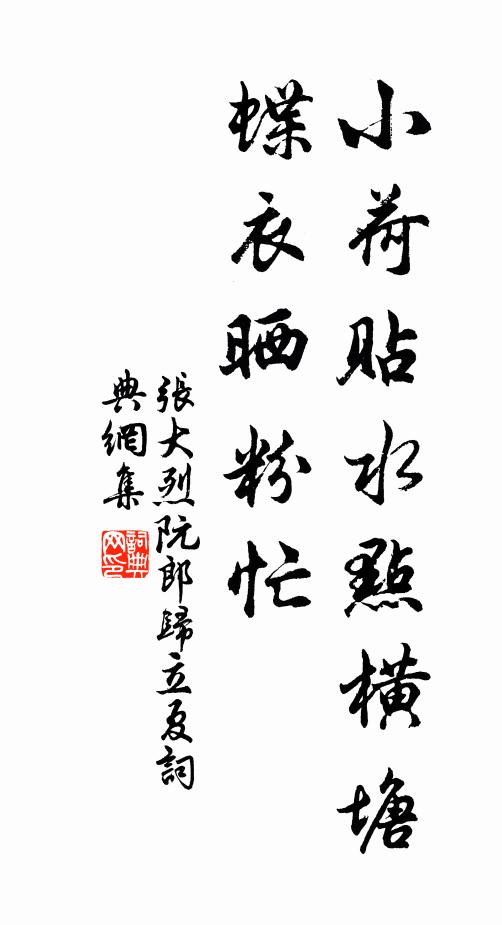 张大烈小荷贴水点横塘,蝶衣晒粉忙书法作品欣赏