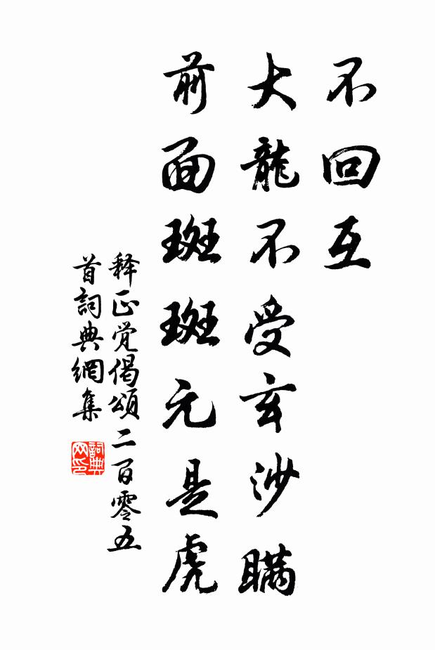 釋正覺(jué)不回互，大龍不受玄沙瞞，前面斑斑元是虎書(shū)法作品欣賞