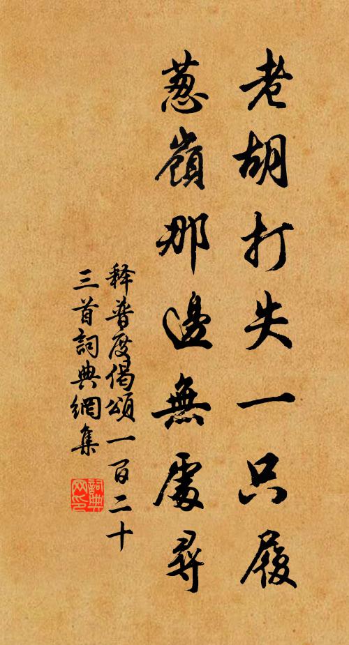 釋普度老胡打失一只履，蔥嶺那邊無處尋書法作品欣賞