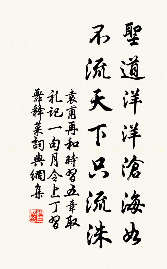 袁甫圣道洋洋滄海如，不流天下只流洙書(shū)法作品欣賞