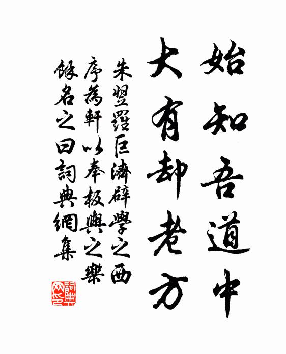 朱翌始知吾道中，大有卻老方書法作品欣賞
