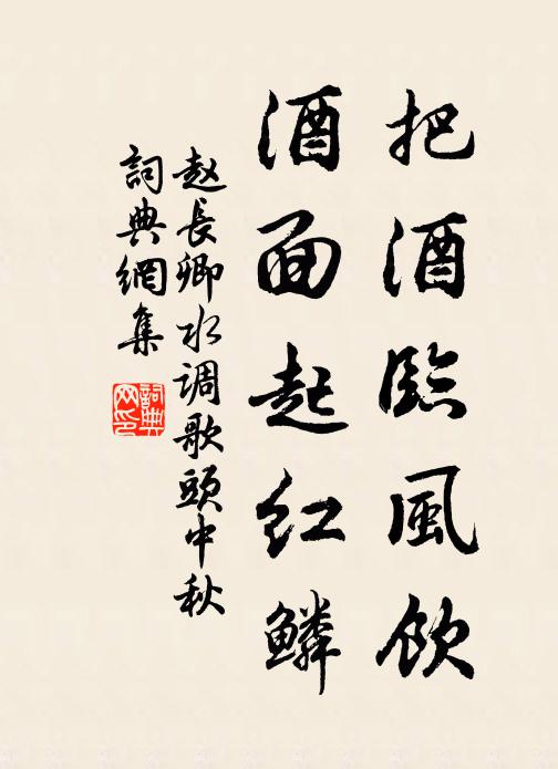 趙長卿把酒臨風(fēng)飲，酒面起紅鱗書法作品欣賞
