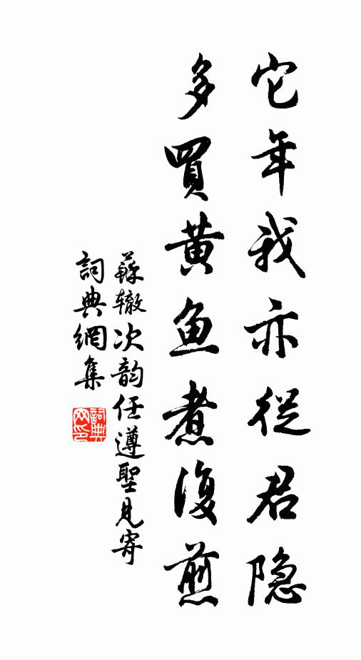 苏辙它年我亦从君隐,多买黄鱼煮复煎书法作品欣赏