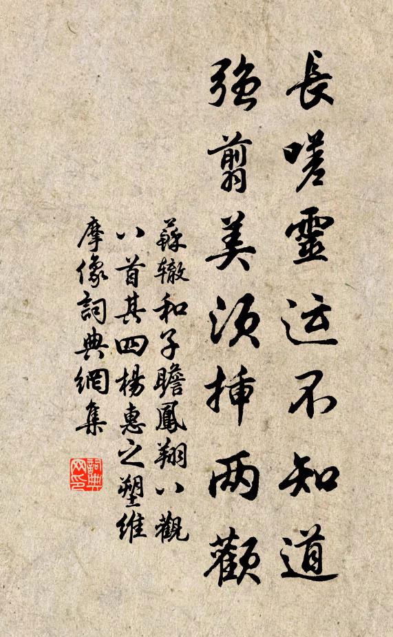 蘇轍長嗟靈運不知道,強翦美須插兩顴書法作品欣賞