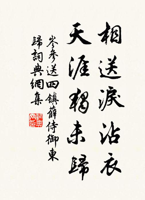 岑參相送淚沾衣，天涯獨(dú)未歸書法作品欣賞