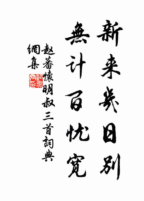 趙蕃新來幾日別，無計百憂寬書法作品欣賞
