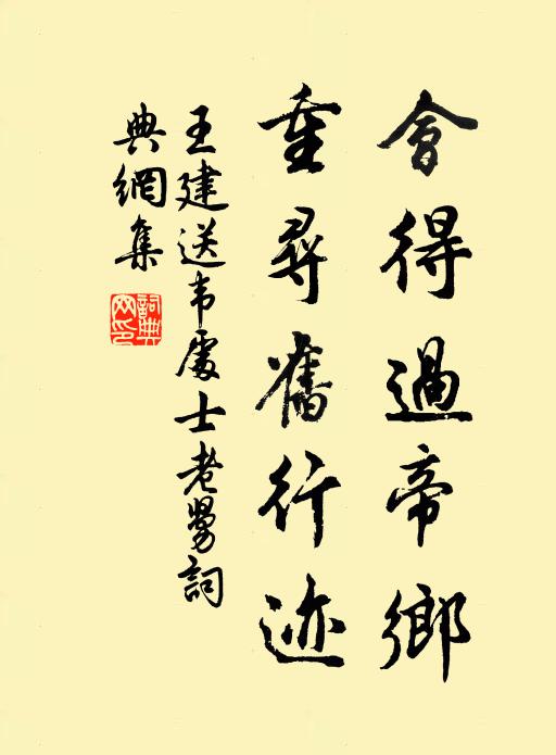 王建会得过帝乡,重寻旧行迹书法作品欣赏