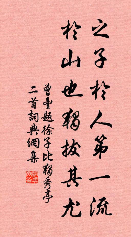 曾豐之子於人第一流,于山也獨拔其尤書法作品欣賞