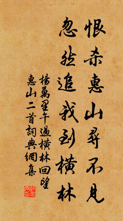 杨万里恨杀惠山寻不见,忽然追我到横林书法作品欣赏