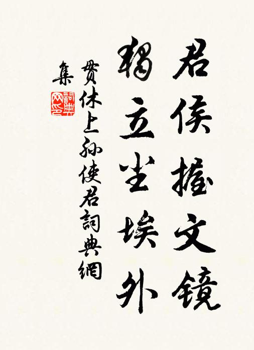 貫休君侯握文鏡,獨立塵埃外書法作品欣賞