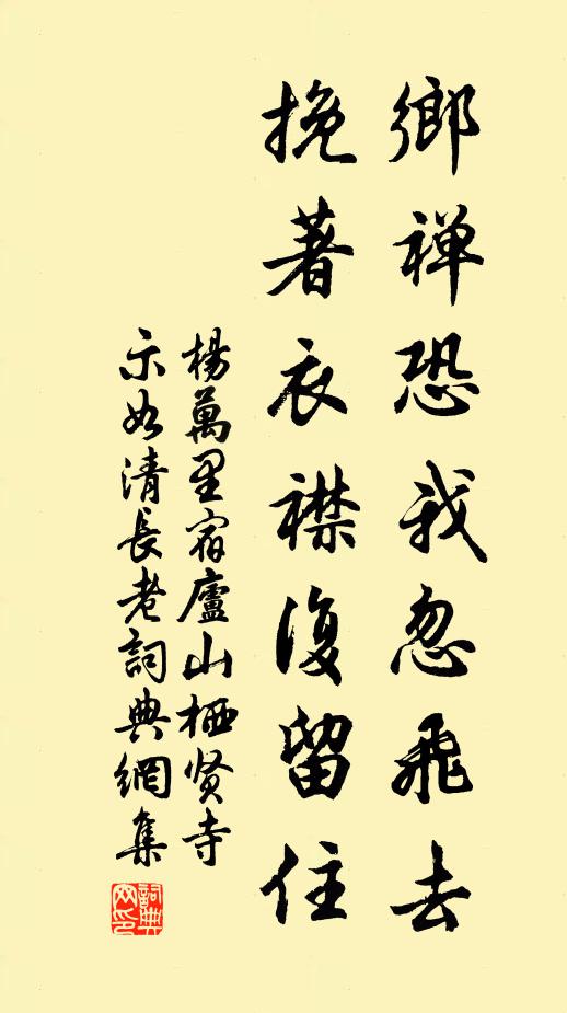 杨万里乡禅恐我忽飞去,挽著衣襟复留住书法作品欣赏