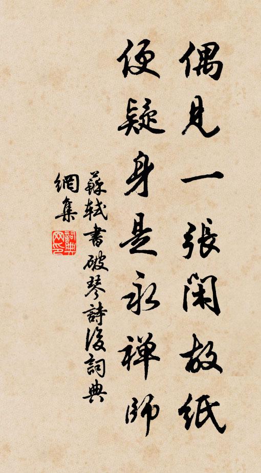 偶見一張閒故紙,便疑身是永禪師書法作品展開全文蘇軾名句,書破琴詩後