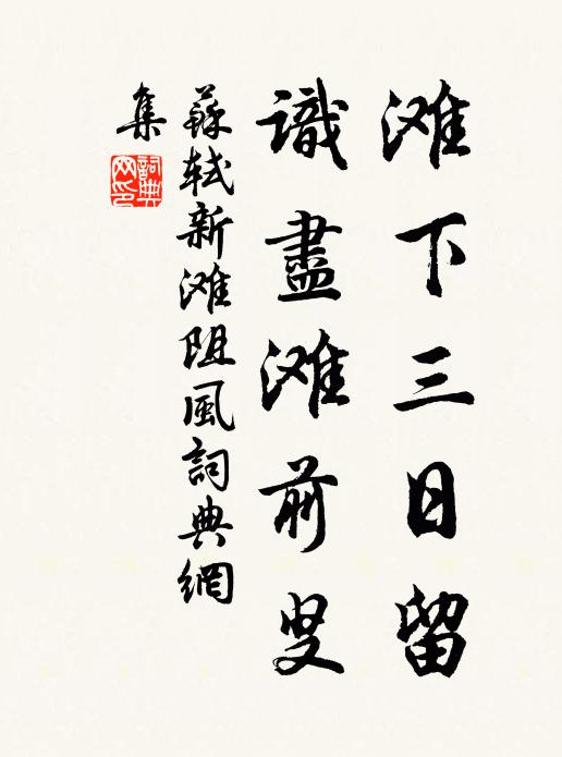 蘇軾灘下三日留，識(shí)盡灘前叟書法作品欣賞