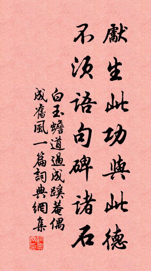 白玉蟾先生此功與此德，不須語(yǔ)句碑諸石書法作品欣賞