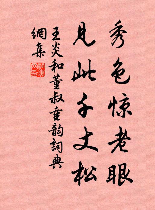 王炎秀色驚老眼，見(jiàn)此千丈松書法作品欣賞