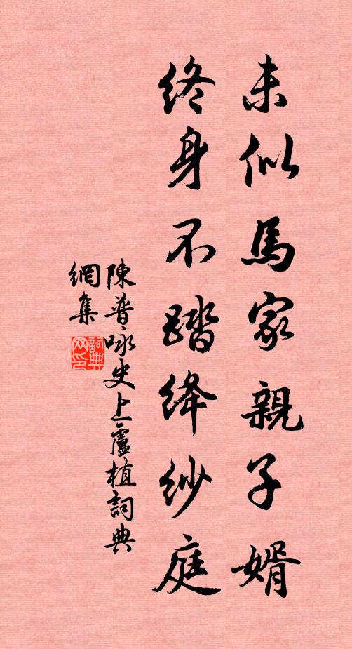 陈普未似马家亲子婿,终身不踏绛纱庭书法作品欣赏