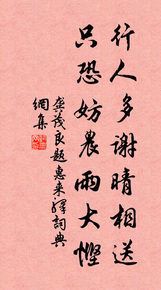 龚茂良行人多谢晴相送,只恐妨农雨大悭书法作品欣赏