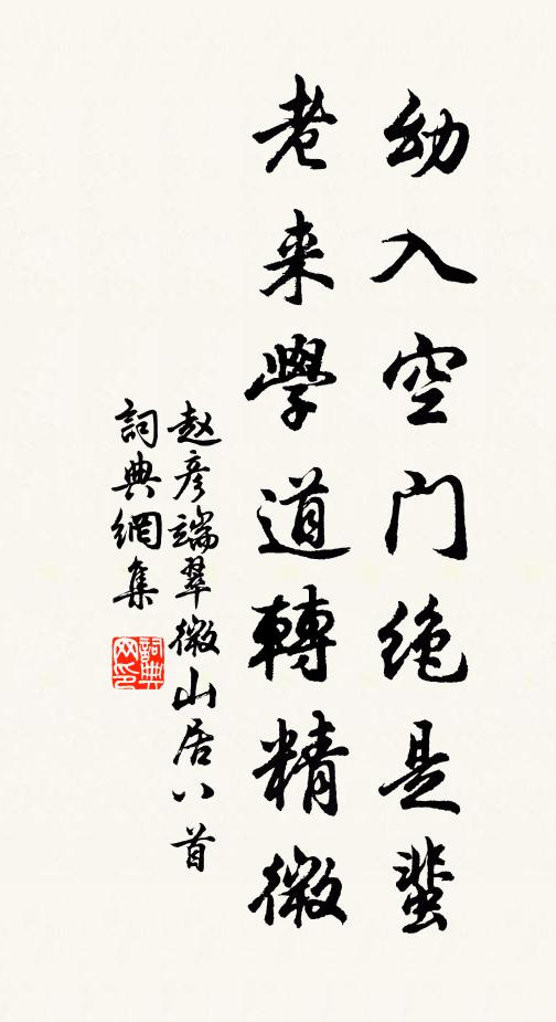 趙彥端幼入空門絕是蜚，老來學(xué)道轉(zhuǎn)精微書法作品欣賞