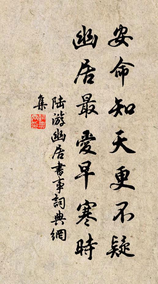 陆游安命知天更不疑,幽居最爱早寒时书法作品欣赏