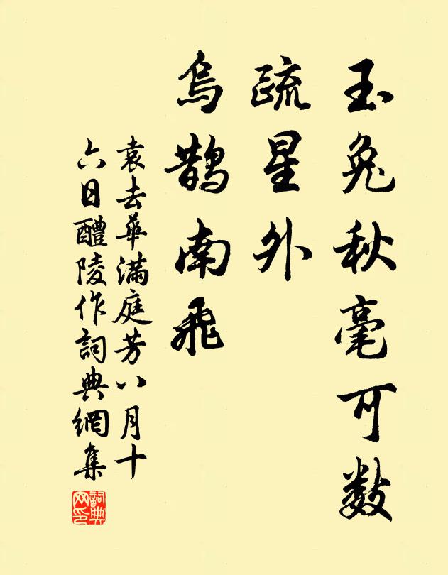 袁去華玉兔秋毫可數,疏星外,烏鵲南飛書法作品欣賞