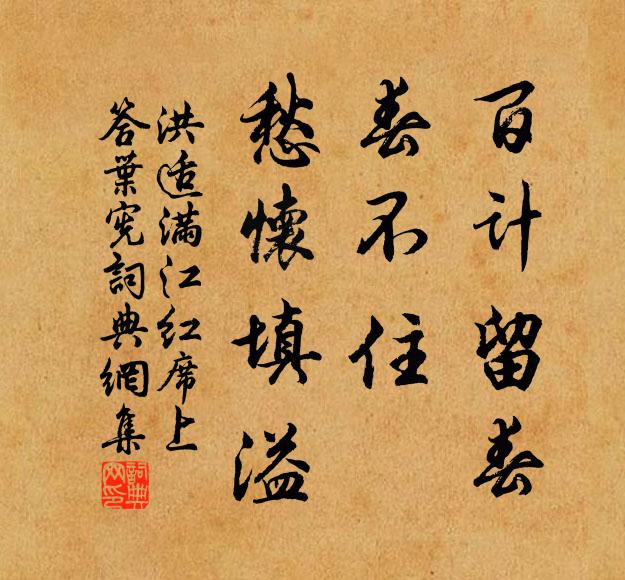 洪適百計(jì)留春，春不住、愁懷填溢書法作品欣賞