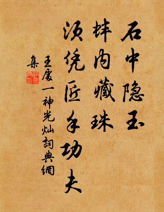 王處一石中隱玉,蚌內藏珠,須憑匠手功夫書法作品欣賞