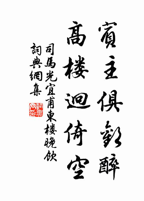 司馬光賓主俱歡醉,高樓迥倚空書法作品欣賞