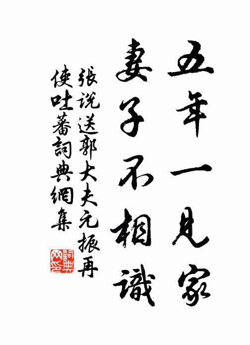 張說五年一見家，妻子不相識書法作品欣賞