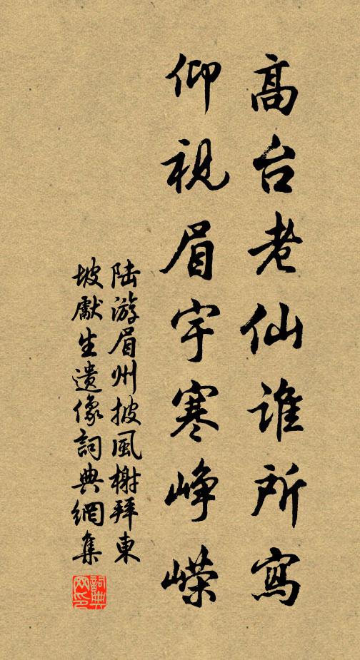 陸游高臺老仙誰所寫，仰視眉宇寒崢嶸書法作品欣賞