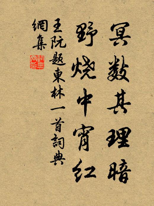 王阮冥數(shù)其理暗，野燒中宵紅書法作品欣賞