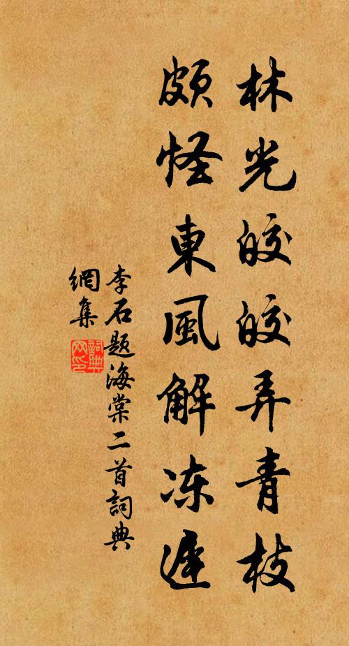 李石林光皎皎弄青枝，頗怪東風(fēng)解凍遲書(shū)法作品欣賞