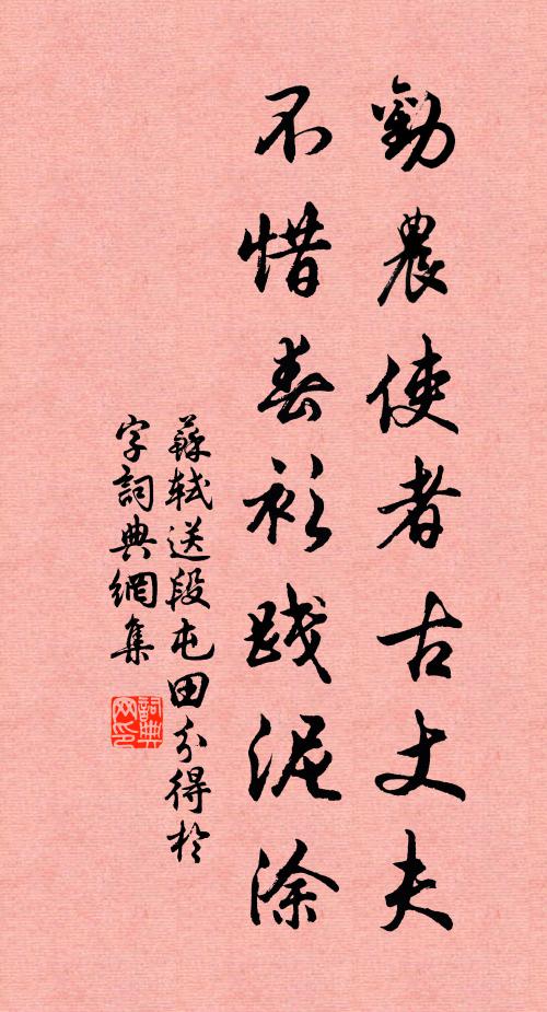 蘇軾勸農使者古丈夫,不惜春衫踐泥塗書法作品欣賞