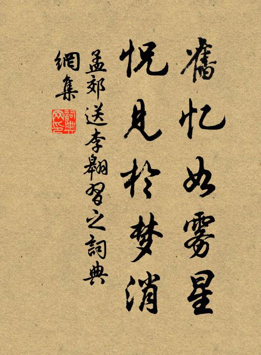 孟郊舊憶如霧星，怳見于夢消書法作品欣賞