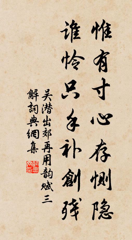 吳潛惟有寸心存惻隱，誰憐只手補創(chuàng)殘書法作品欣賞