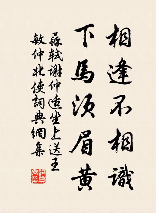 蘇軾相逢不相識，下馬須眉黃書法作品欣賞