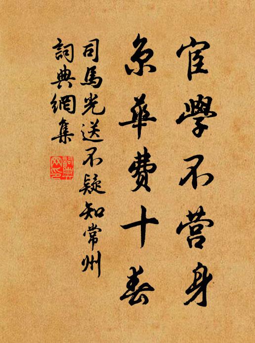 司馬光宦學(xué)不營身，京華費十春書法作品欣賞