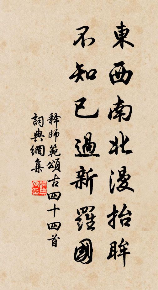 釋師范東西南北漫抬眸，不知已過新羅國書法作品欣賞