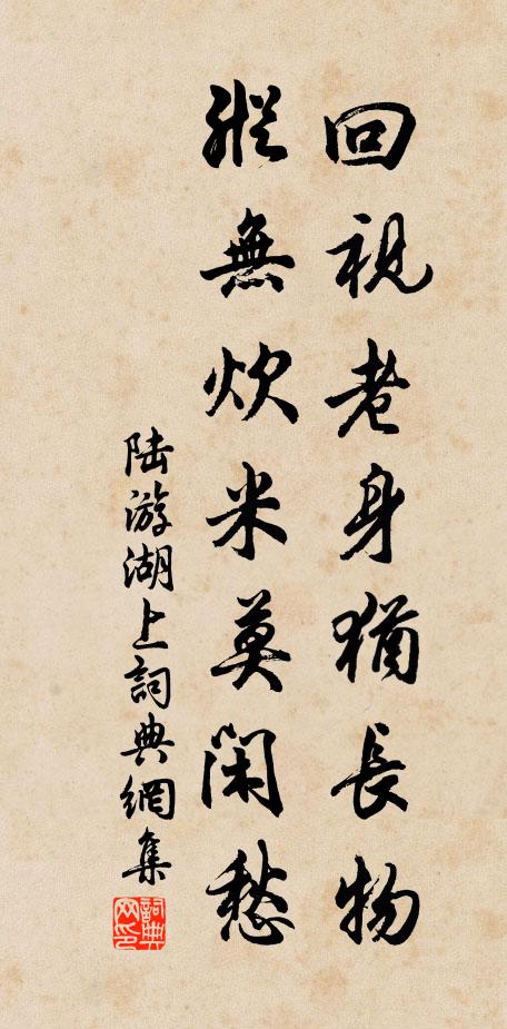 陆游回视老身犹长物,纵无炊米莫闲愁书法作品欣赏