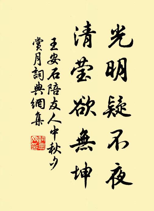 王安石光明疑不夜，清瑩欲無坤書法作品欣賞