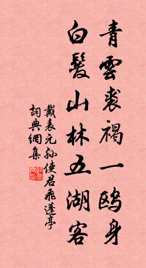 戴表元青云裘褐一鸥身,白发山林五湖客书法作品欣赏