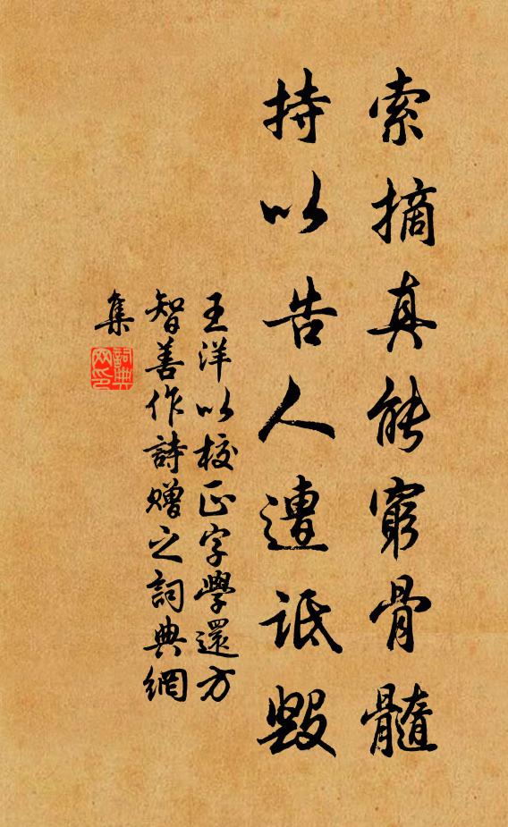 王洋索摘真能穷骨髓,持以告人遭诋毁书法作品欣赏