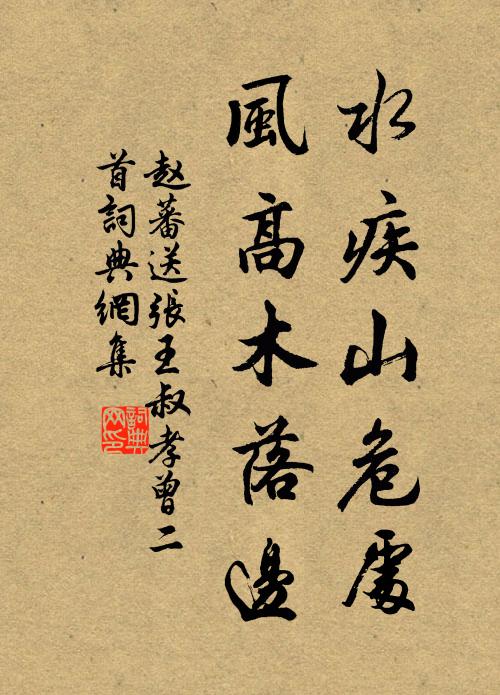 趙蕃水疾山危處,風高木落邊書法作品欣賞