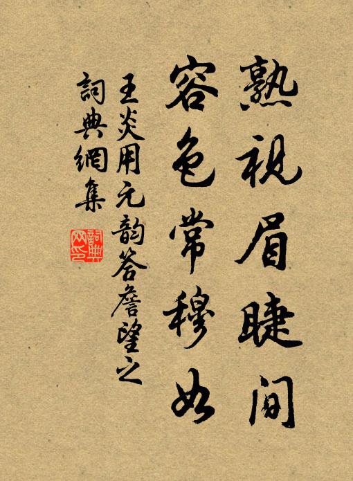 王炎熟視眉睫間,容色常穆如書法作品欣賞