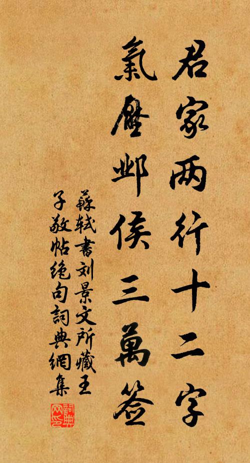 蘇軾君家兩行十二字,氣壓鄴侯三萬籤書法作品欣賞